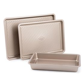 Thyme & Table Non-Stick Aluminized Steel Baking 3pc Set, Champagne Gold