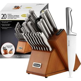 McCook MC69 20 Pieces Kitchen Knife Set Built-in Sharpener Knife Block Set, Removable Steak Knife Block