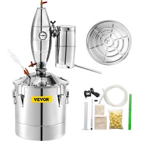 VEVOR 30L 7.9Gal Water Alcohol Distiller 304 Stainless Steel Alcohol Distiller Home Kit Moonshine Wine Making Boiler with Thermometer (30L Distiller)