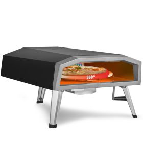 VEVOR Outdoor Pizza Oven, 16-inch, Gas Fired Pizza Maker, Portable Outside Stainless Steel Pizza Grill with 360° Rotatable Pizza Stone