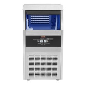 VEVOR 110V Commercial Ice Maker 110LBS/24H with 44lbs Storage Capacity Stainless Steel Commercial Ice Machine 40 Ice Cubes Per Plate Industrial Ice Ma