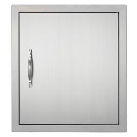 BBQ Access Door, 18W x 20H Inch Single Outdoor Kitchen Door, Stainless Steel Flush Mount Door, Wall Vertical Door with Handle and Hook, for BBQ Island