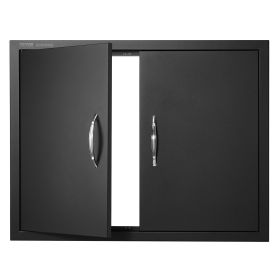 BBQ Access Door, 31W x 24H Inch Double Outdoor Kitchen Door, Cold Plate Flush Mount Door, Wall Vertical Door with Handles, for BBQ Island