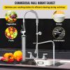 VEVOR Commercial Faucet with Pre-Rinse Sprayer, 8" Adjustable Center Wall Mount Kitchen Faucet with 12" Swivel Spout