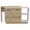 Willow 4-Shelf 6-Door 2-piece Kitchen Set, Kitchen Island and Upper Wall Cabinet White and Light Oak