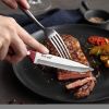 8pcs Steak Knives,McCook MC56 Serrated Steak Knife Set Red Full Tang Stainless Steel Table Knives Set