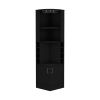 Corner Bar Cabinet Atanasio, 8 Wine Cubbies, Double Door, Black Wengue Finish