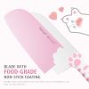 Hecef Cute Kitchen Knife Set with Block Scissors, 5-Piece Pink Cat Claw Sharp Chopping Chef Knives