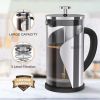 TBGENIUS Cafetiere 2-4 Cups, French Press 600ml Coffee Maker, 4 Level Filtration System, Metal Housing