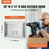 BBQ Access Door, 20W x 14H Inch Single Outdoor Kitchen Door, Stainless Steel Flush Mount Door, Wall Vertical Door with Handle and vents