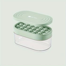 1pc 24 Grids Round Silicone Ice Tray Ice Mold Transparent Ice Cube With Lid Ice Storage Box Ice Tray Tool (Color: Green)